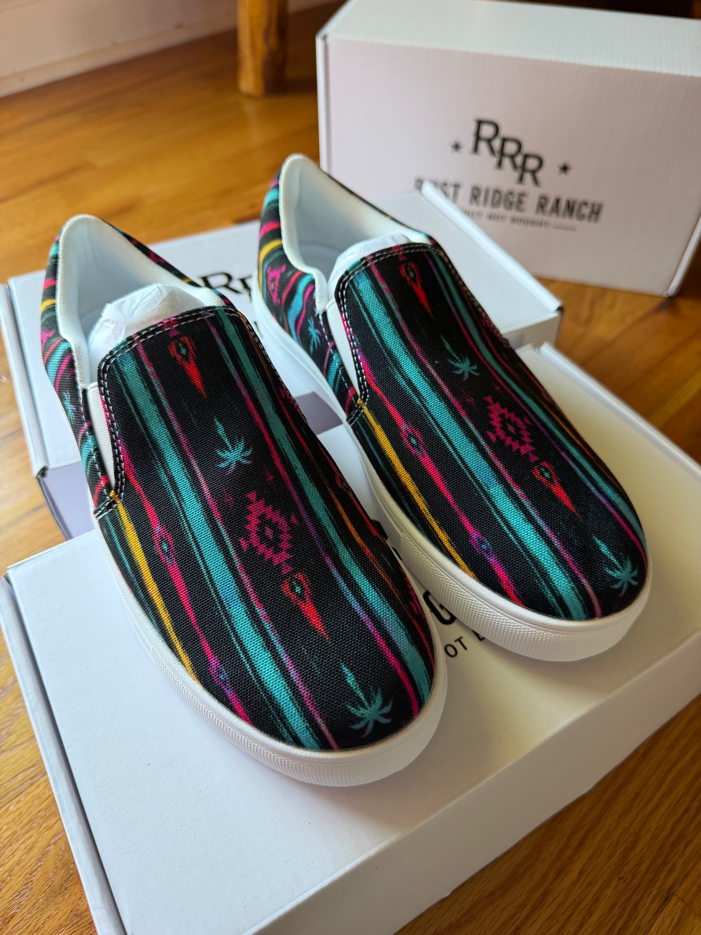 Women’s Canvas Slip-On Shoes – Neon Western