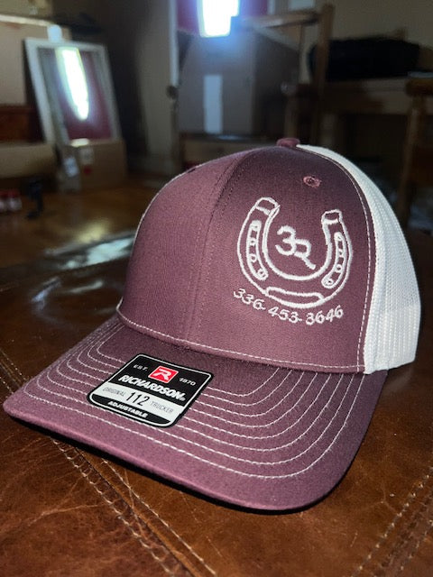 Burgundy and White hat